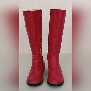 DIOR Red Leather Quilted Boots Sz. 35/5 Made in ITALY